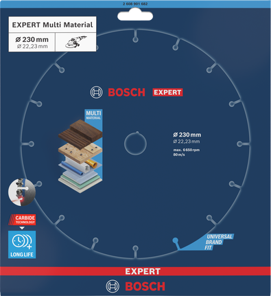 قرص القطع المصنوع من الكربيد متعدد المواد من Bosch EXPERT مقاس 230 مم.
